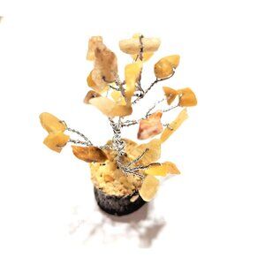 Mini Natural Yellow Quartz Gemstone Tree Perfect for Office Desk!